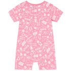 Baby Girls Pink Logo Romper, 2, hi-res