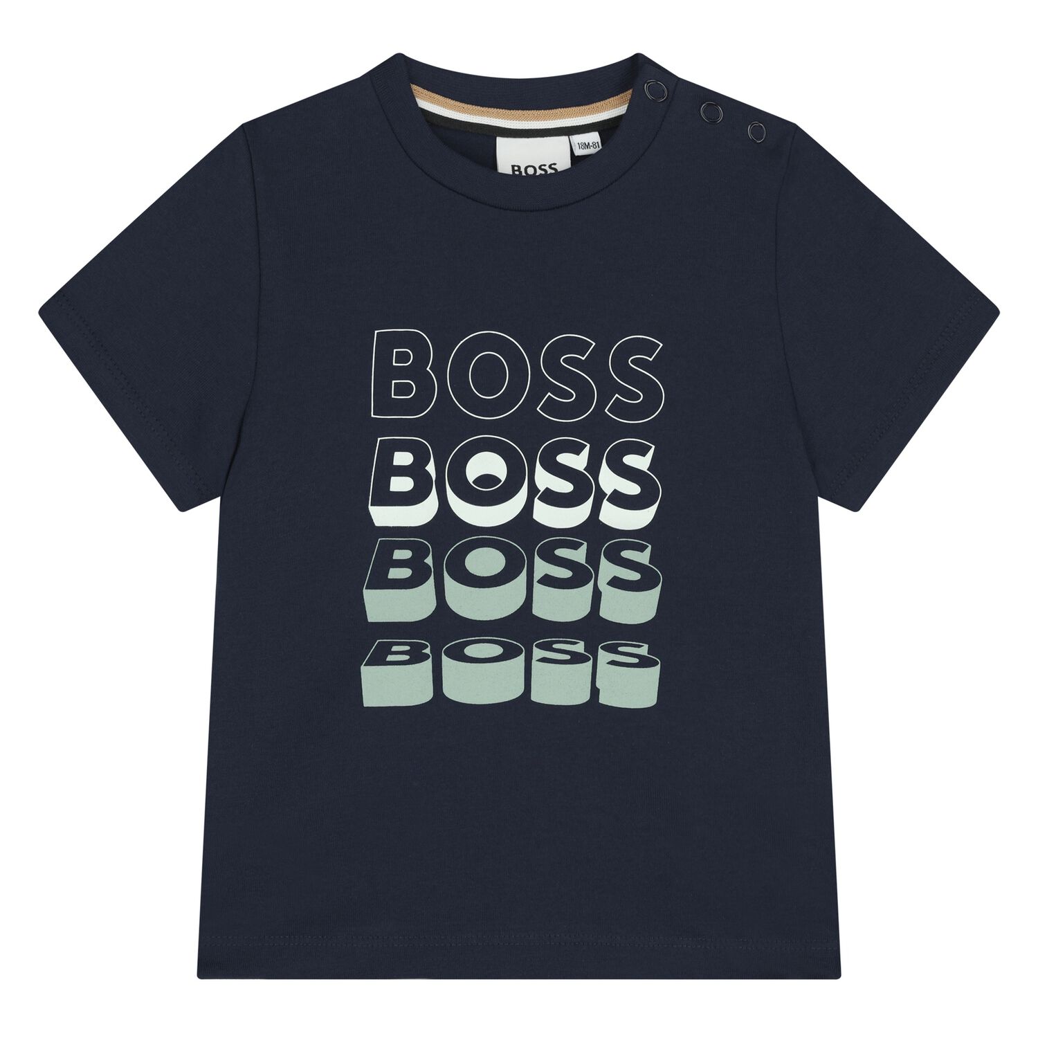 Younger Boys Navy Blue Logo T-Shirt, 3, hi-res