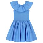 Girls Blue Ruffled Dress , 1, hi-res