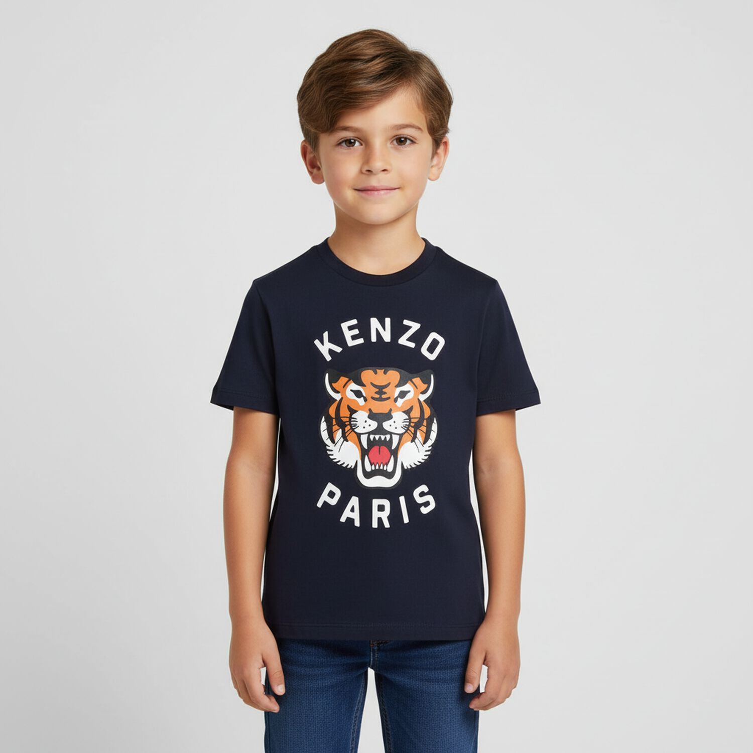 Navy Blue Tiger Logo T-Shirt, 4, hi-res