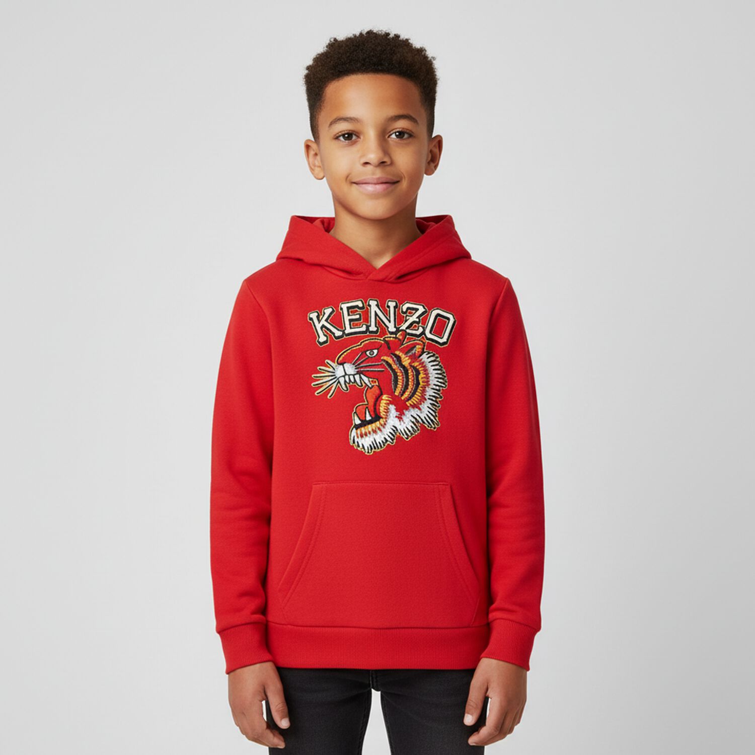 Boys Red Tiger Logo Hooded Top, 2, hi-res image number null