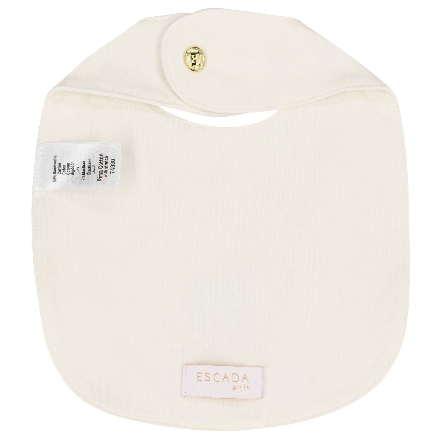 Baby Girls Ivory Logo Bib, 1, hi-res