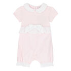 Baby Girls Pink & White Romper, 1, hi-res