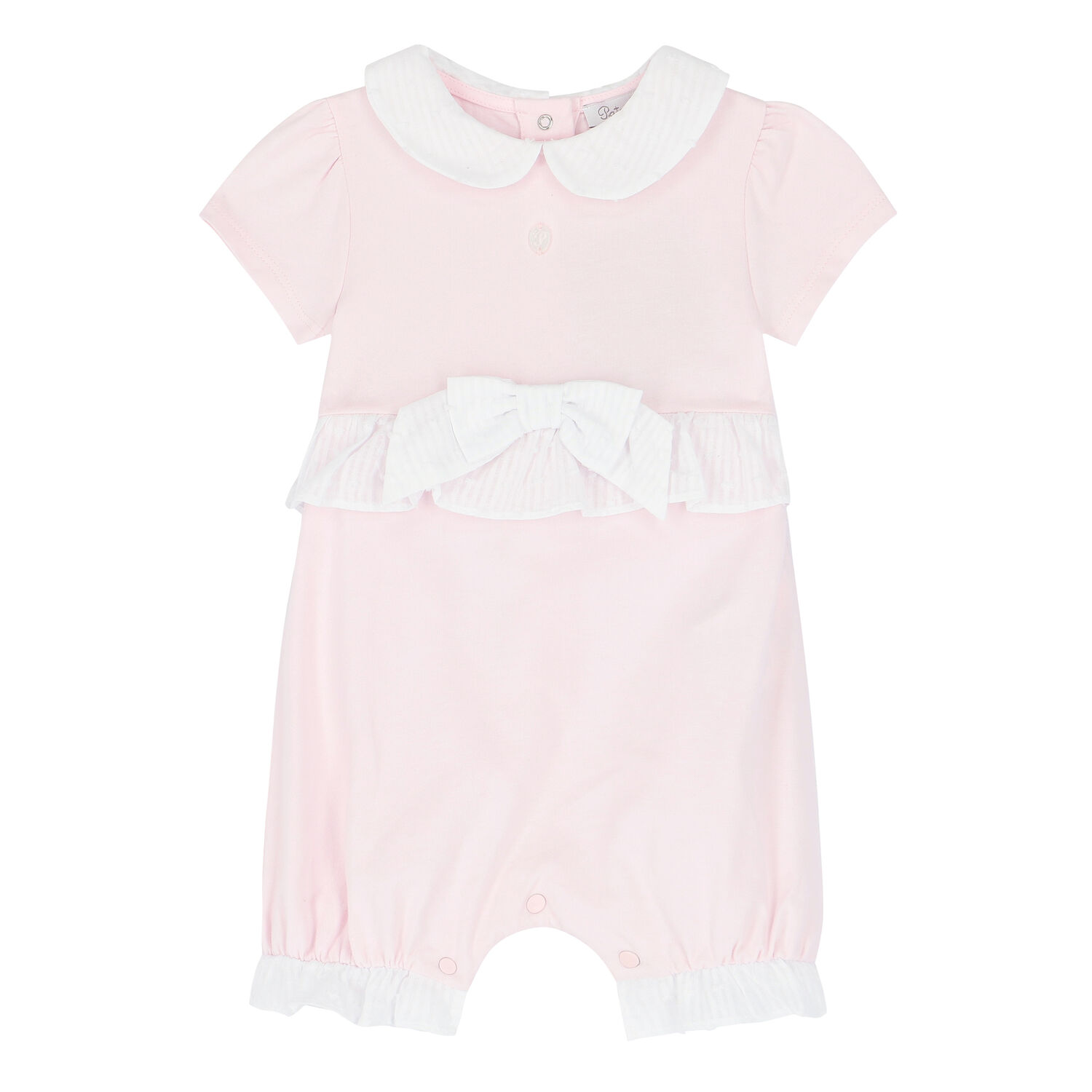 Baby Girls Pink & White Romper, 1, hi-res