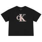 Girls Black Logo T-Shirt, 1, hi-res