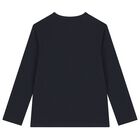 Boys White & Navy Blue Cotton Logo Long Sleeve Top( 2-Pack ), 1, hi-res