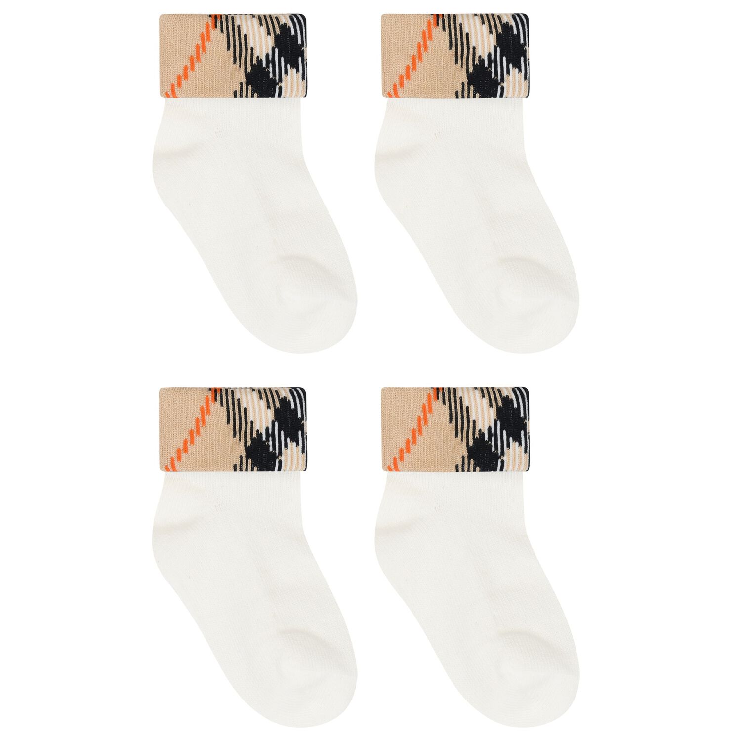 White & Beige Check Baby Socks ( 2-Pack ), 3, hi-res