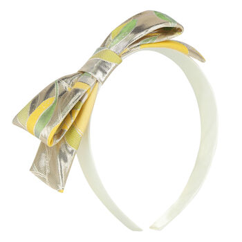 Girls Gold & Ivory Bow Hairband