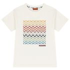 Boys Ivory Zig Zag Logo T-Shirt, 1, hi-res