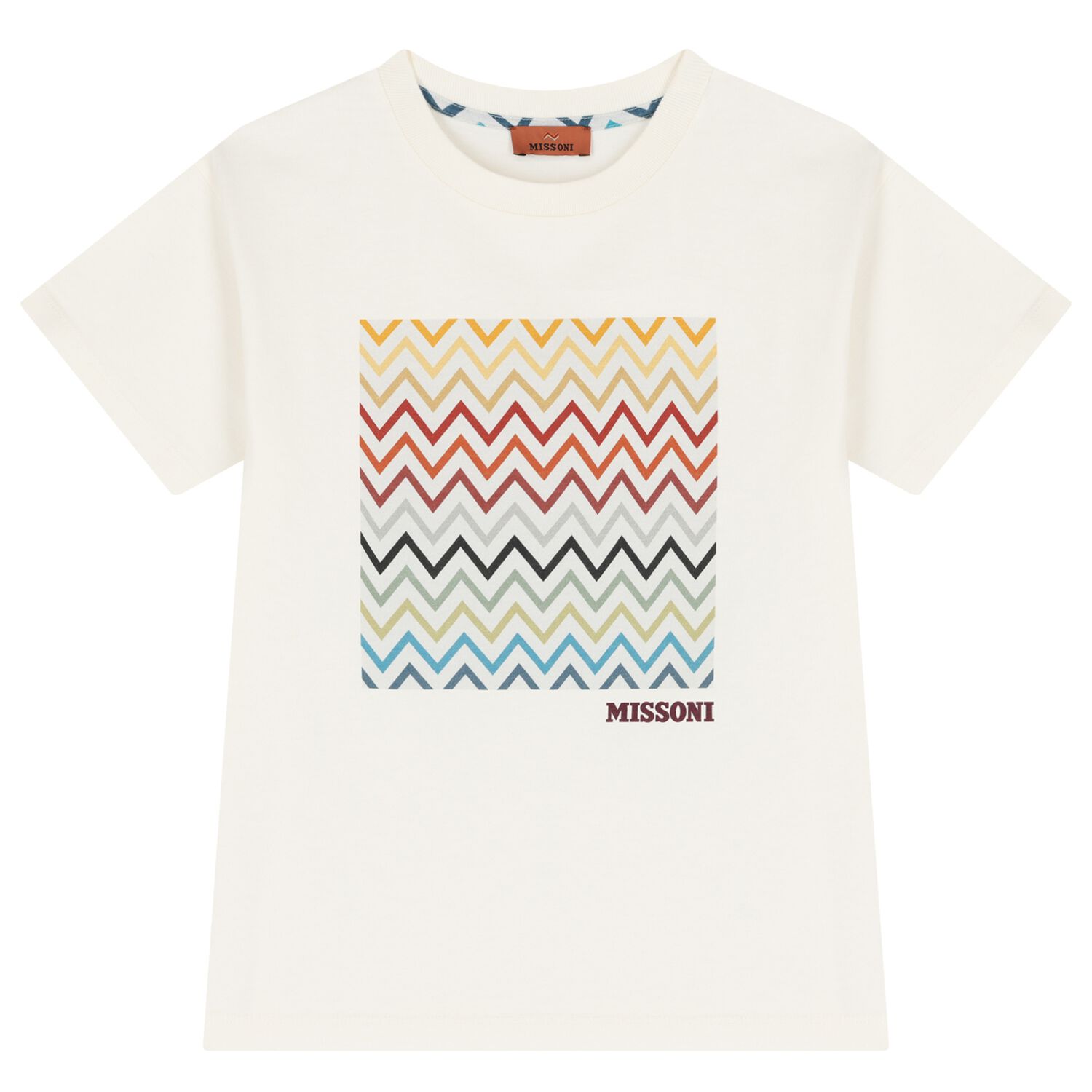 Boys Ivory Zig Zag Logo T-Shirt, 1, hi-res