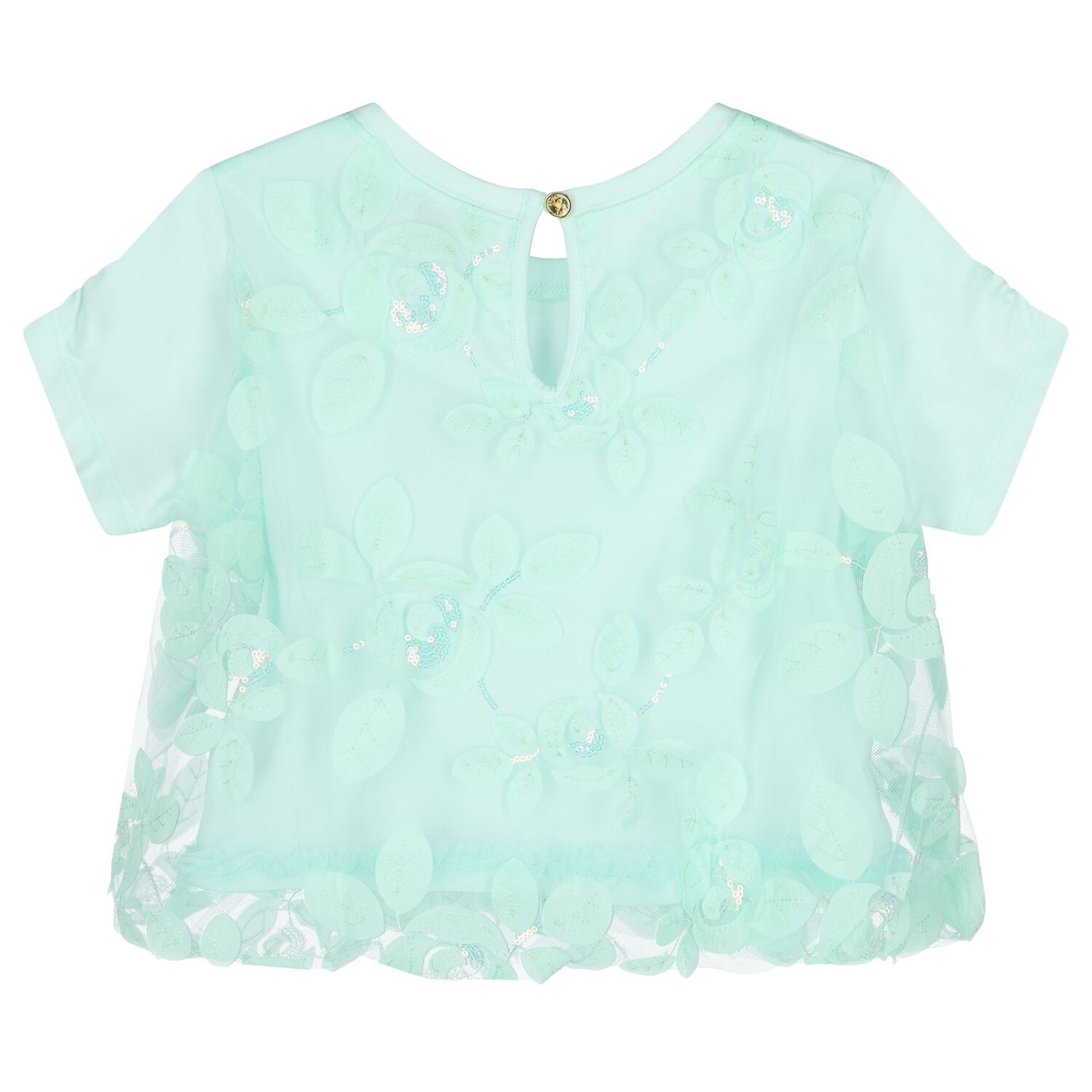 Girls Green Sequin Tulle Top, 1, hi-res