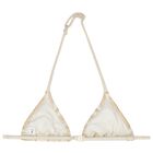 Girls Beige & Gold Striped Bikini, 1, hi-res