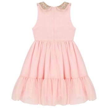 فستان بناتي وردي اللون من الشيفون مزين بفيونكة