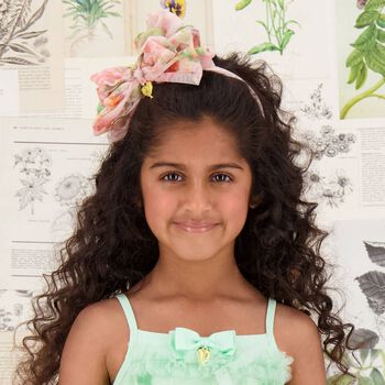 Girls Peach Bow Headband