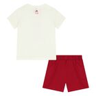 Younger Boys Ivory & Red Marvel Shorts Set, 1, hi-res