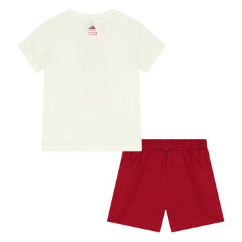 Younger Boys Ivory & Red Marvel Shorts Set