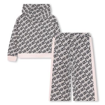 بدلة رياضية للبنات باللونين الوردي والأسود