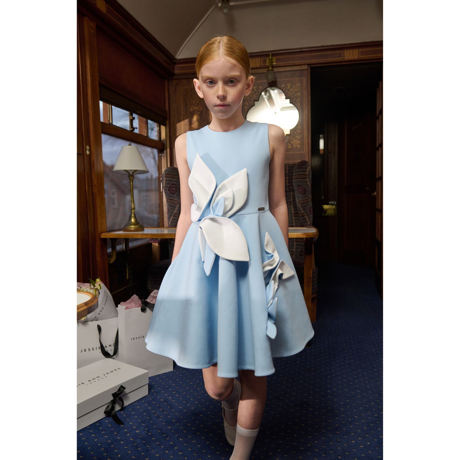 فستان بنات الستان الوردي باللون الأزرق, 3, hi-res