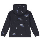 Boys Navy Blue Space Hooded Top, 1, hi-res