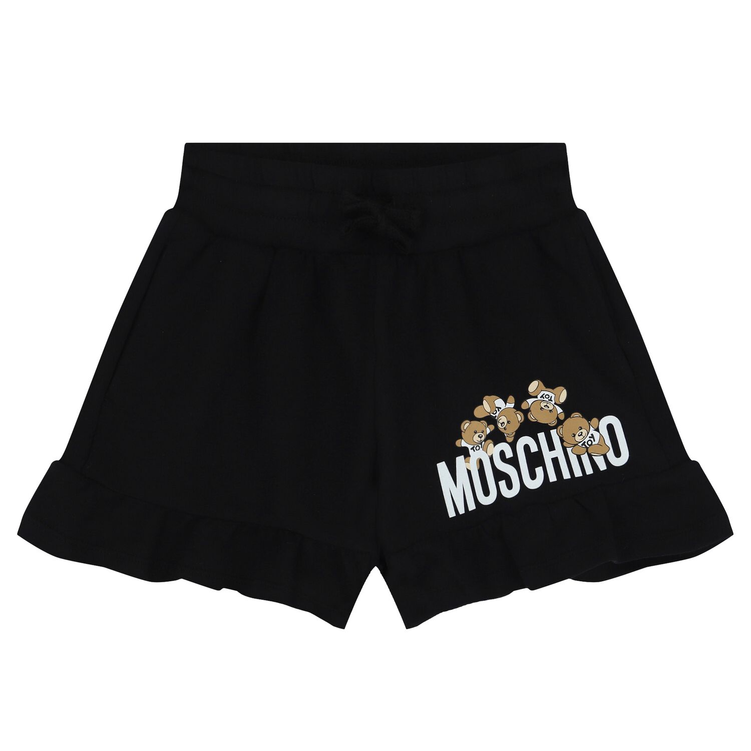 Girls Black Teddy Bear Shorts, 2, hi-res