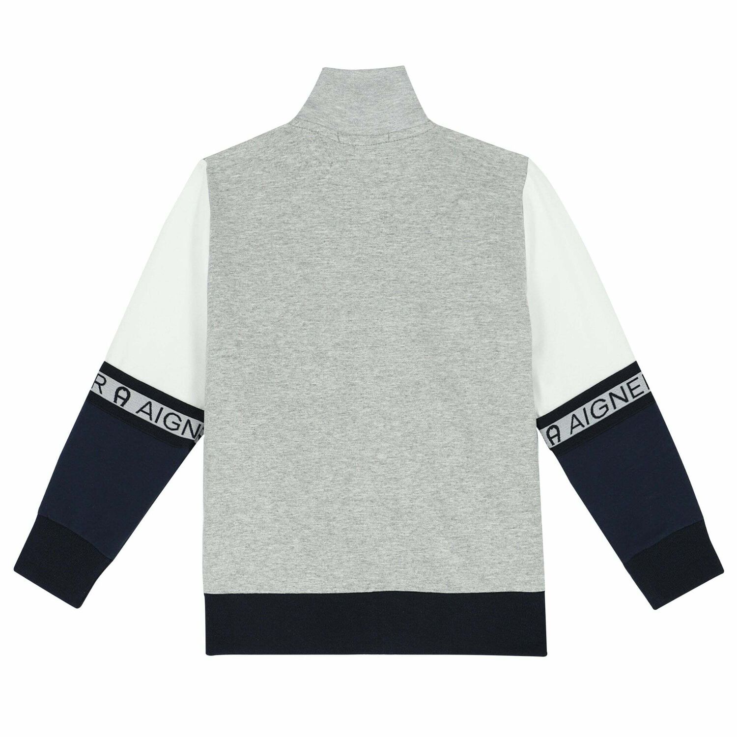 Boys Grey & Navy Blue Logo Sweatshirt, 1, hi-res
