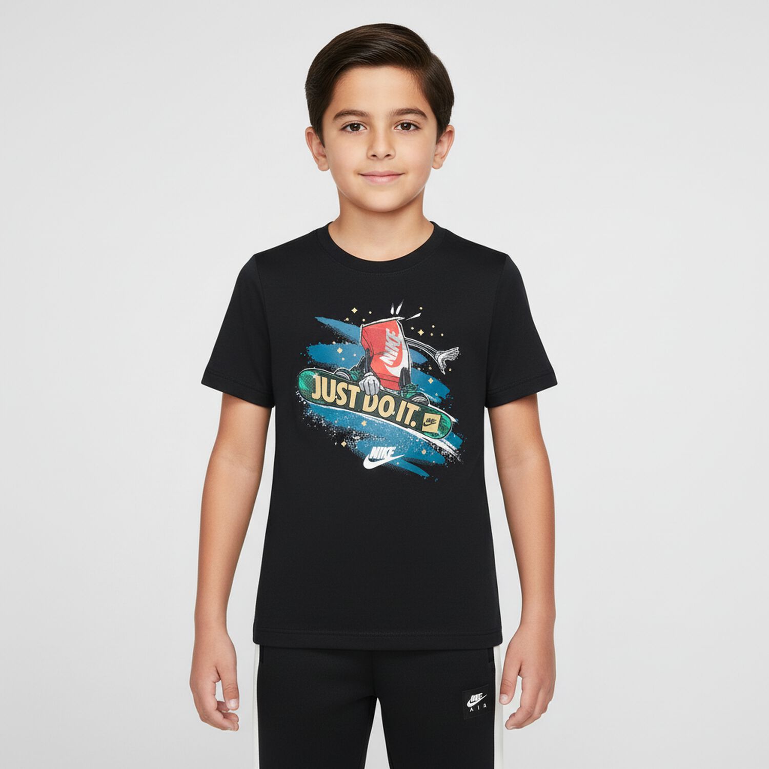 Boys Black Logo T-Shirt, 1, hi-res