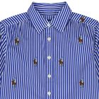 فستان بناتي مخطط باللونين الأزرق والأبيض بنقشة دب بولو, 1, hi-res