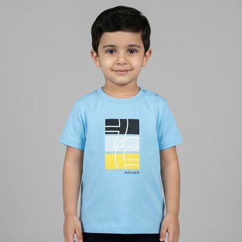 Younger Boys Blue Logo T-Shirt
