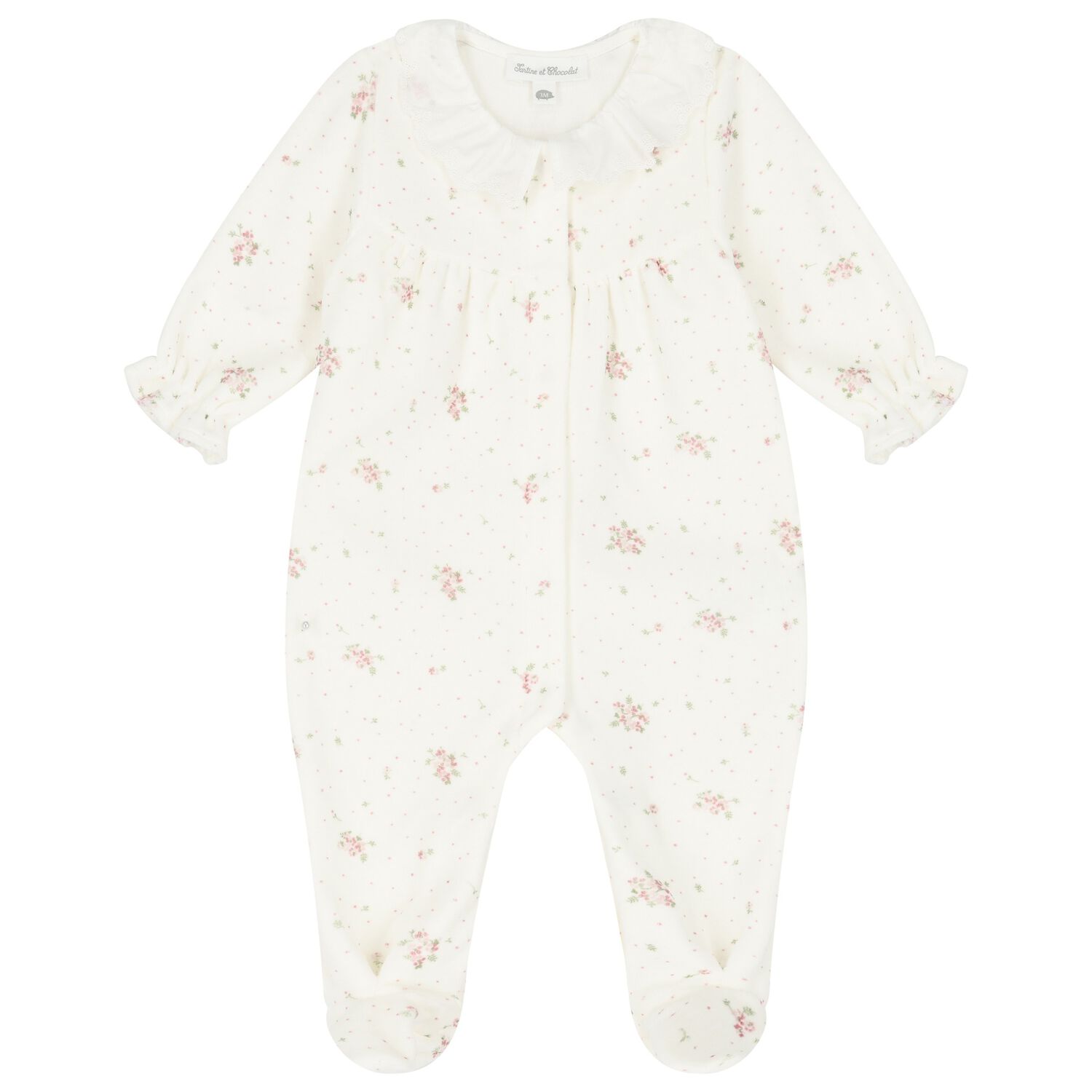 Girls Ivory Floral Babygrow, 1, hi-res image number null