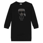 Girls Black Jumper Dress, 1, hi-res