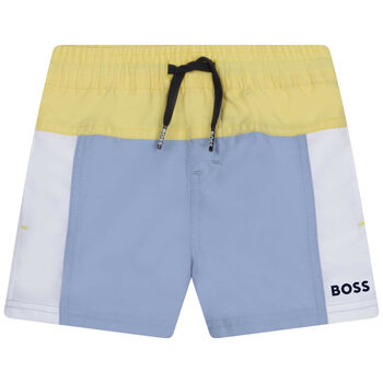 Younger Boys Yellow & Blue Logo Swim Shorts