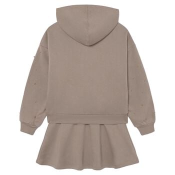 Girls Beige Embellished Skirt Set