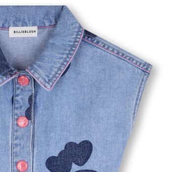 Girls Blue Heart Denim Playsuit