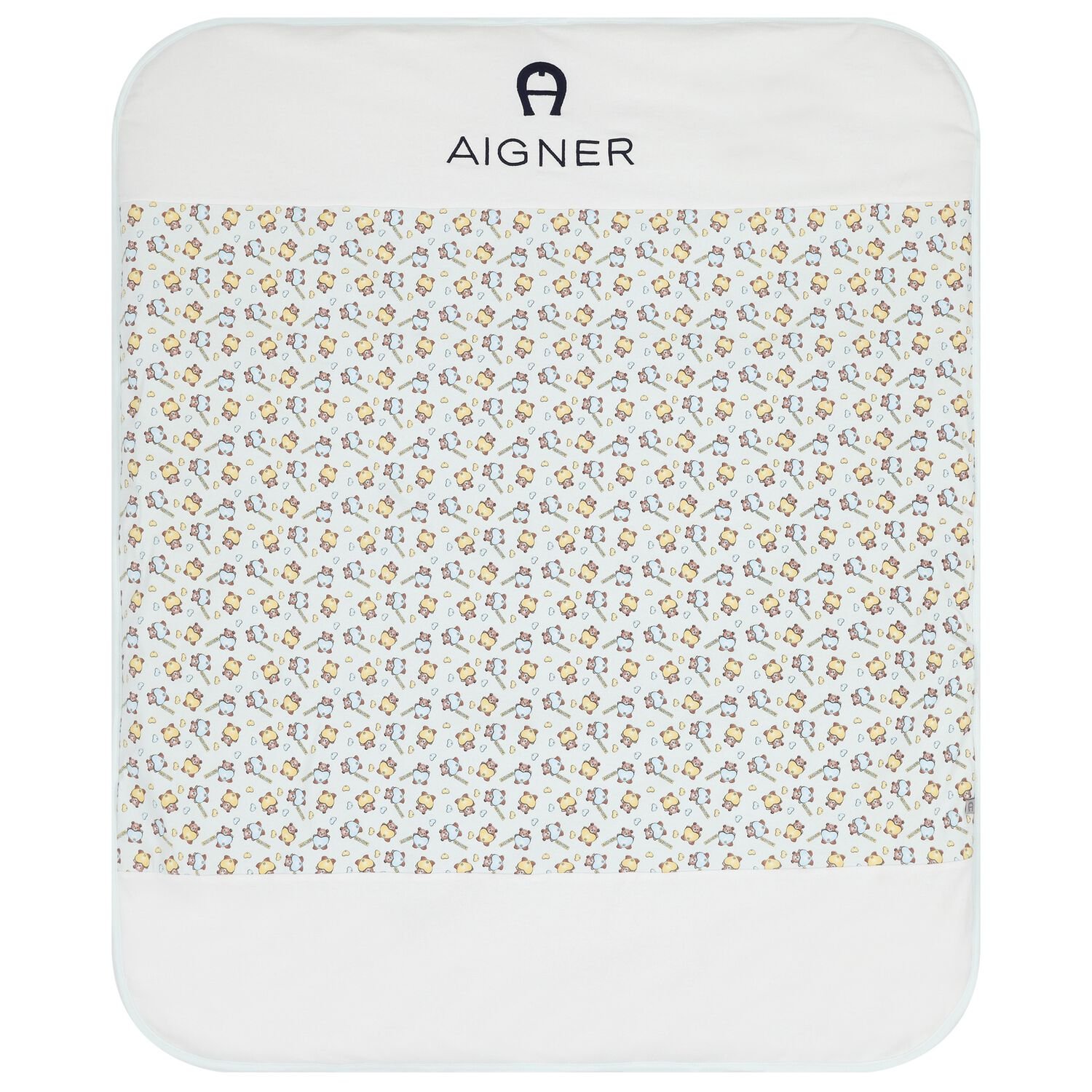 بطانية بشعار دب تيدي باللون أزرق وأبيض للأولاد , 1, hi-res