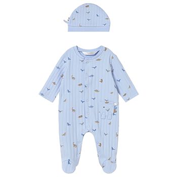 Baby Boys Blue Dinosaur Babygrow Set