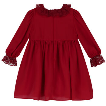 Younger Girls Red Lace Dress