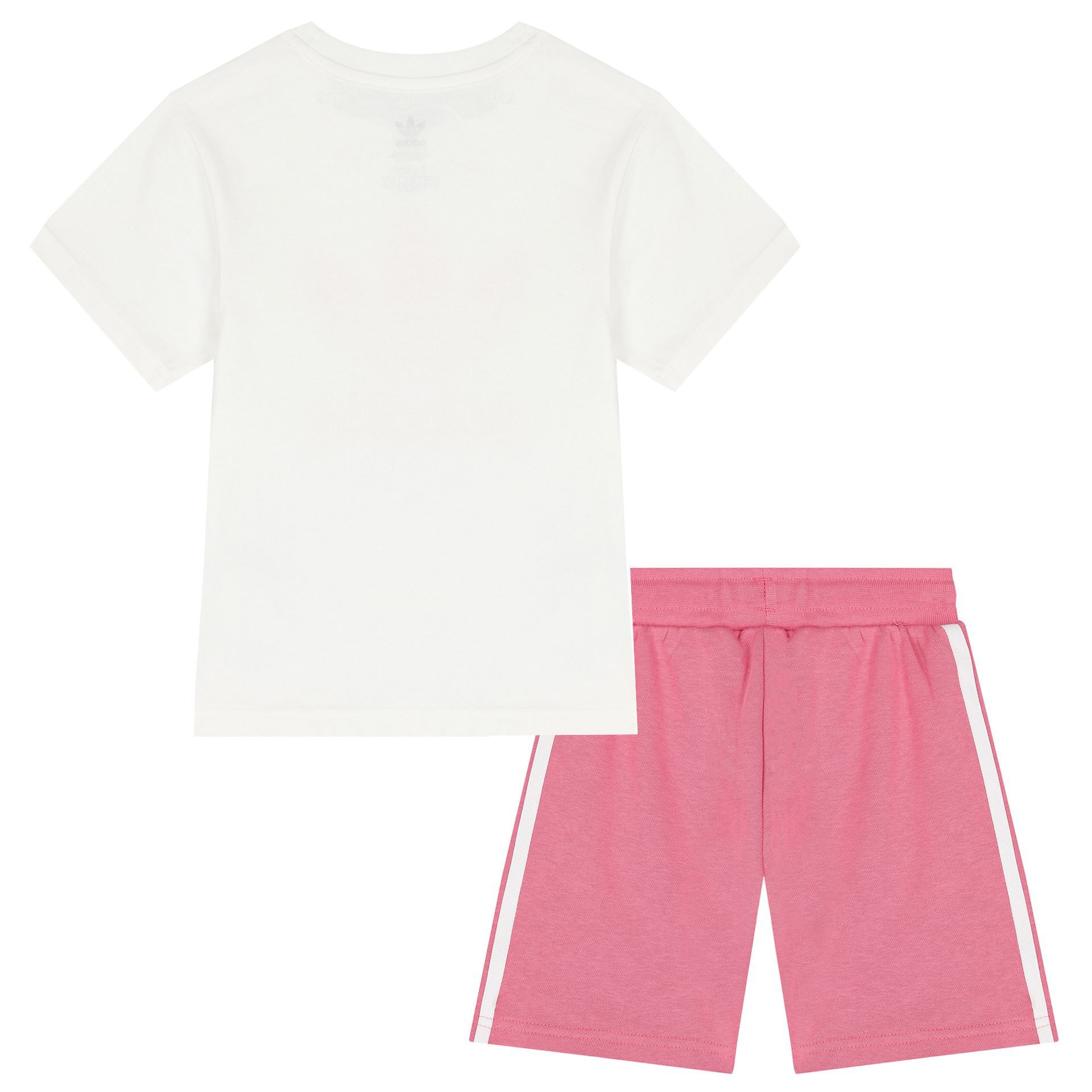 Adidas Kids Girls White Pink Logo Shorts Set Junior Couture UAE