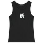 Girls Black Logo Mesh tWVest Top, 1, hi-res