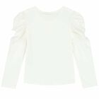 Girls Ivory Bow Long Sleeve Top, 1, hi-res