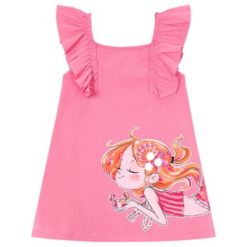 Girls Pink Mermaid Ruffled Dress