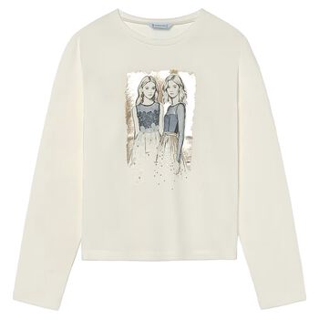 Girls Ivory Long Sleeve Top