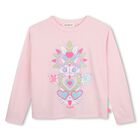 Girls Pink Glitter Cat Long Sleeve Top, 1, hi-res