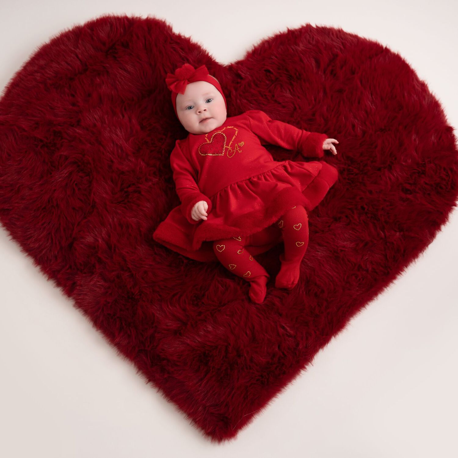 Baby Girls Red Heart Dress, 1, hi-res image number null