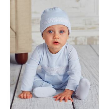 Baby Boys Blue Smocked Babygrow