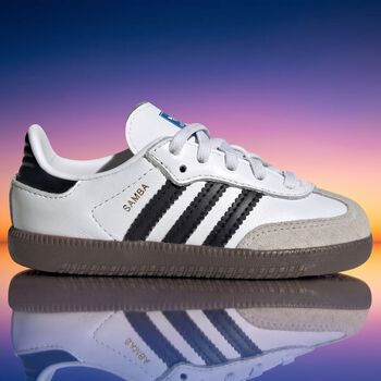 Younger White & Black Logo Samba Trainers