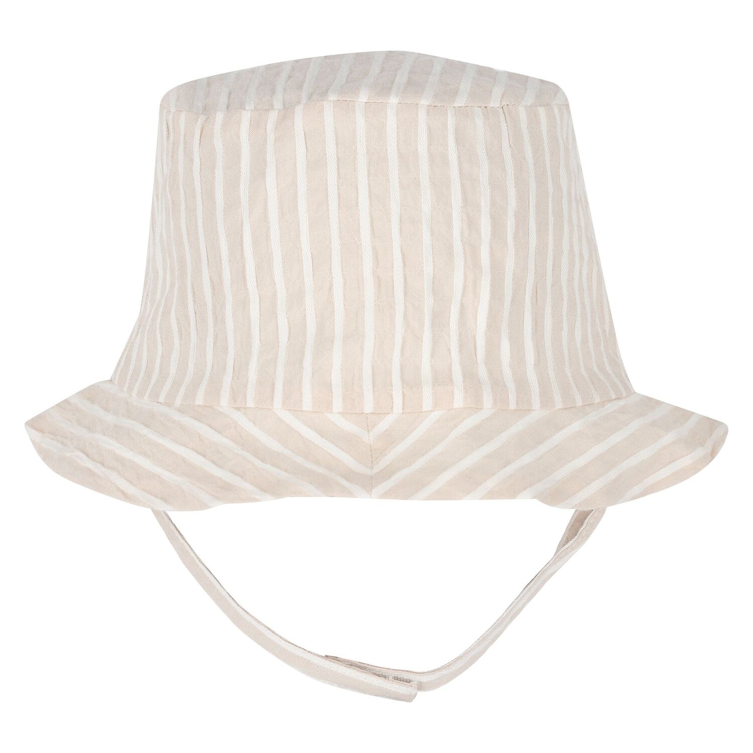 Baby Boys White & Beige Striped Shorts & Hat Set, 1, hi-res image number null