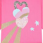 توب بنات بأكمام بالشعار باللون الزهري, 1, hi-res