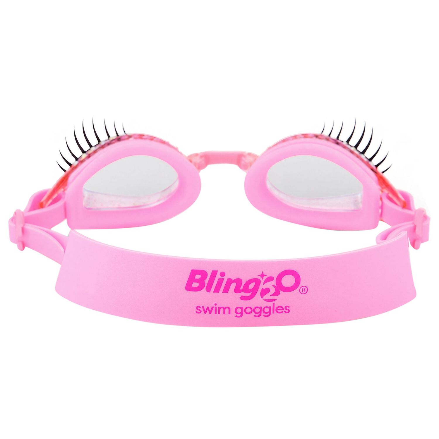 Girls Pink Eye Lashes Swimming Goggles, 1, hi-res