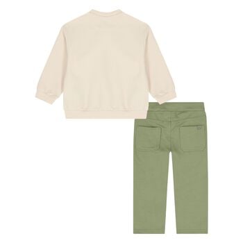 Younger Boys Beige & Green Tracksuit
