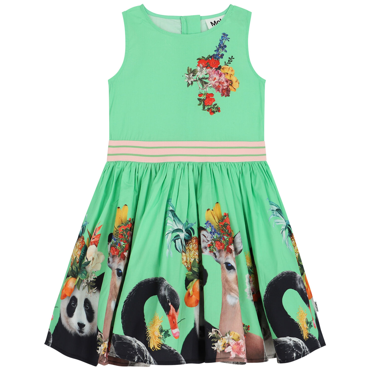 Girls Green Floral Dress, 1, hi-res